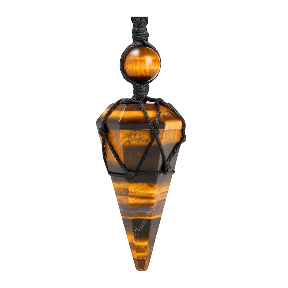 Tiger Eye Pendulum Pendant Necklace (Macrame)