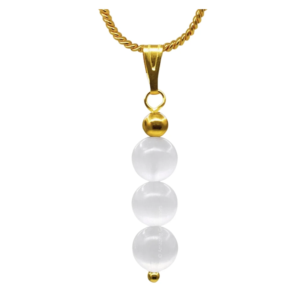 Selenite Bead Pendant (Gold)