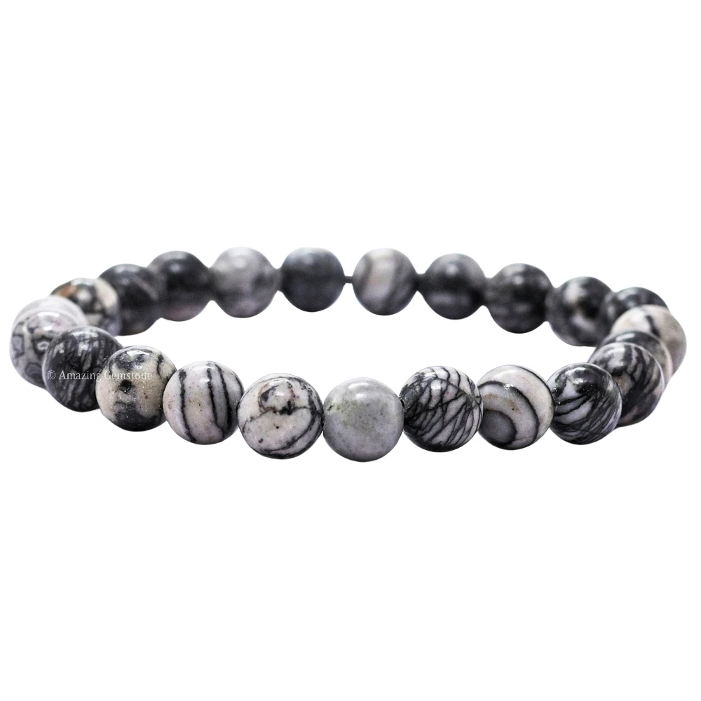 Black Picasso Jasper Bracelet (Strechable)