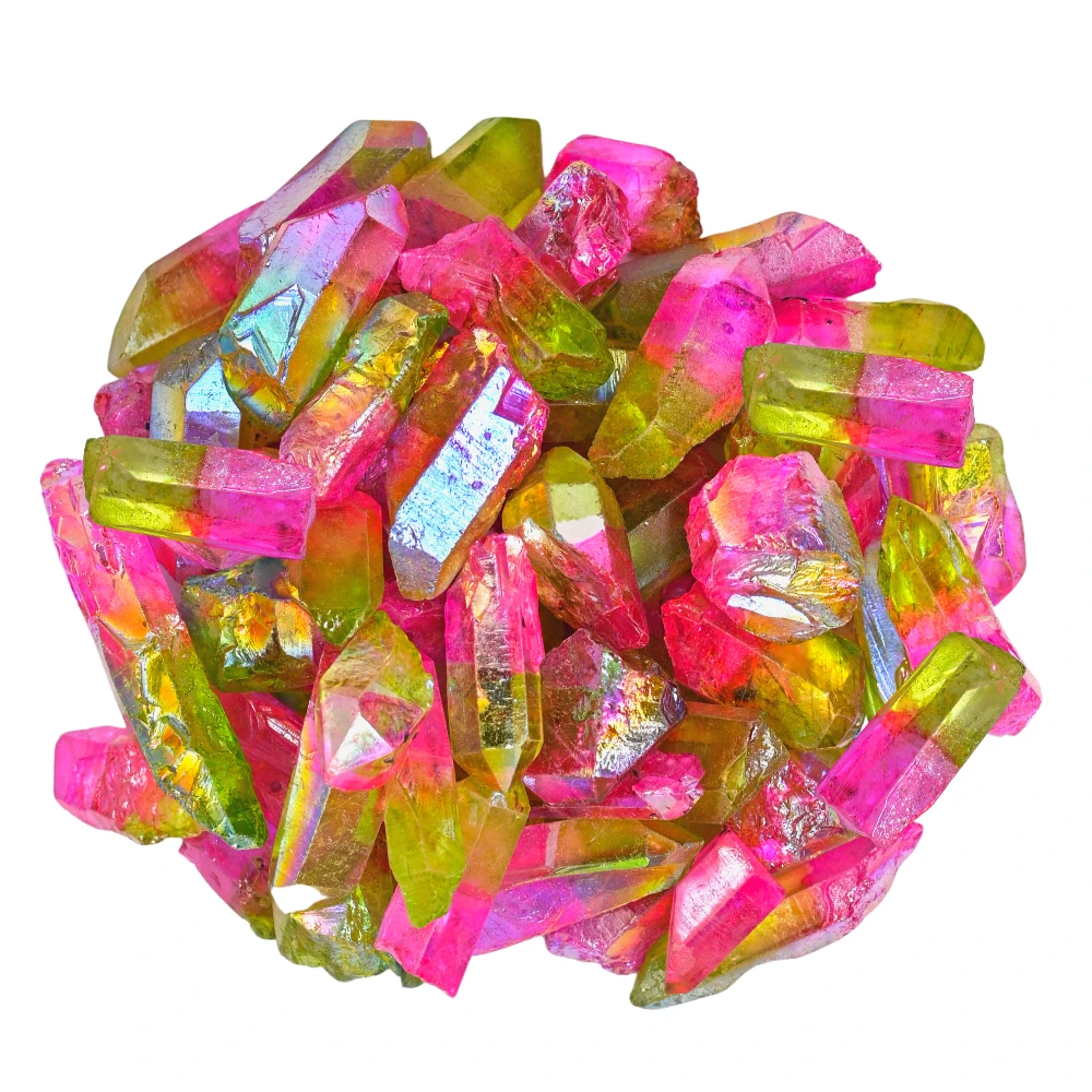 Rose Apple Aura Quartz Raw Crystal Points (1 LB)