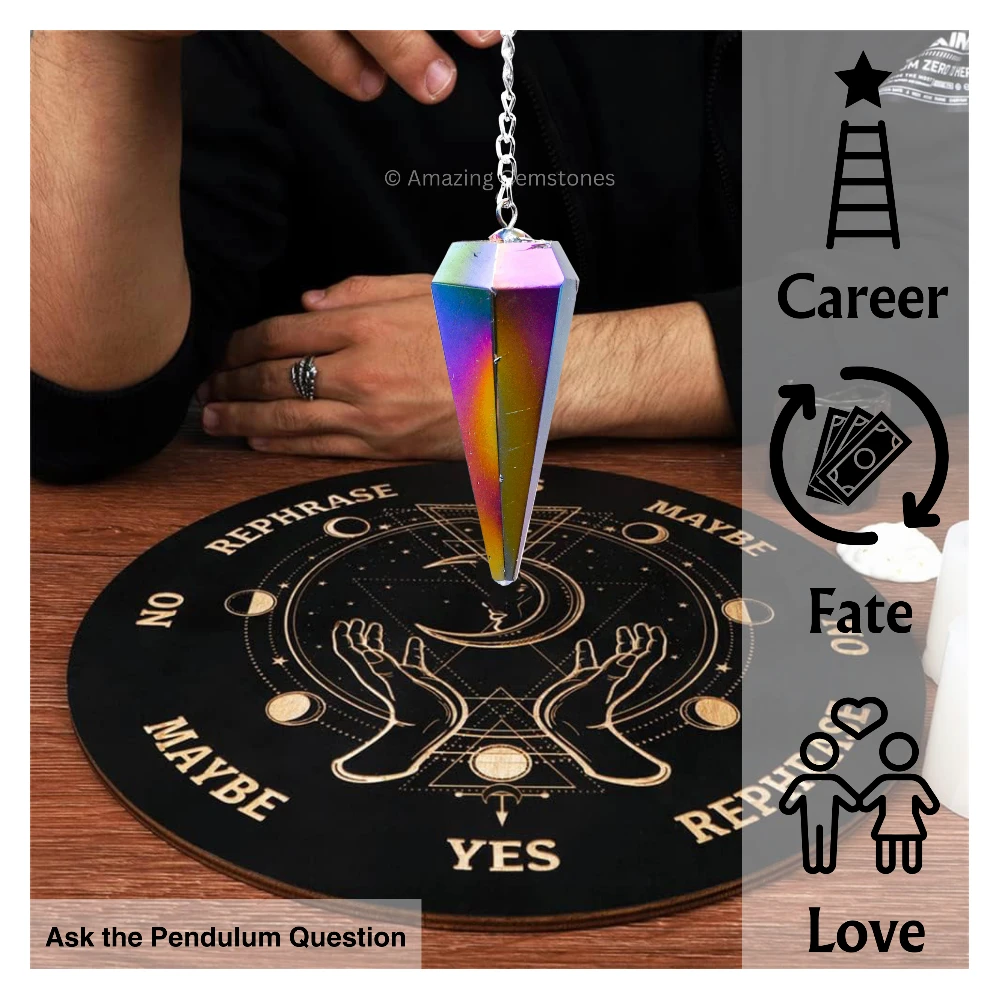 Titanium Aura Quartz Pendulum