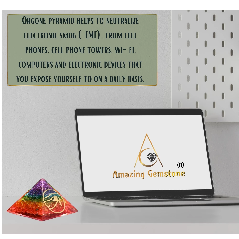 Chakra Onyx Orgone Pyramid - Eye of Ra