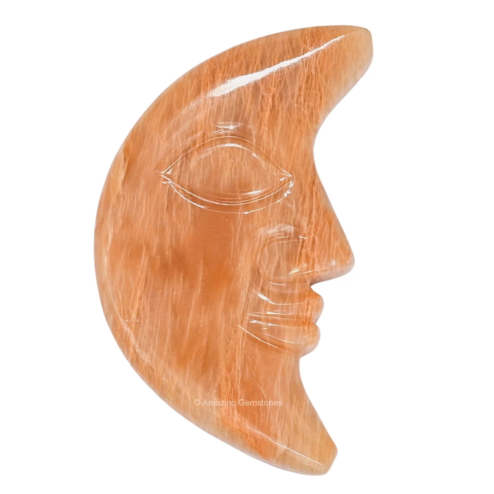 Peach Moonstone Crescent Moon