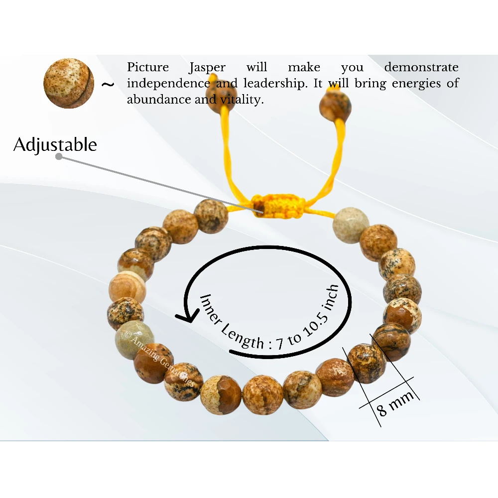 Picture Jasper Bracelet (Faceted-Adjustable)