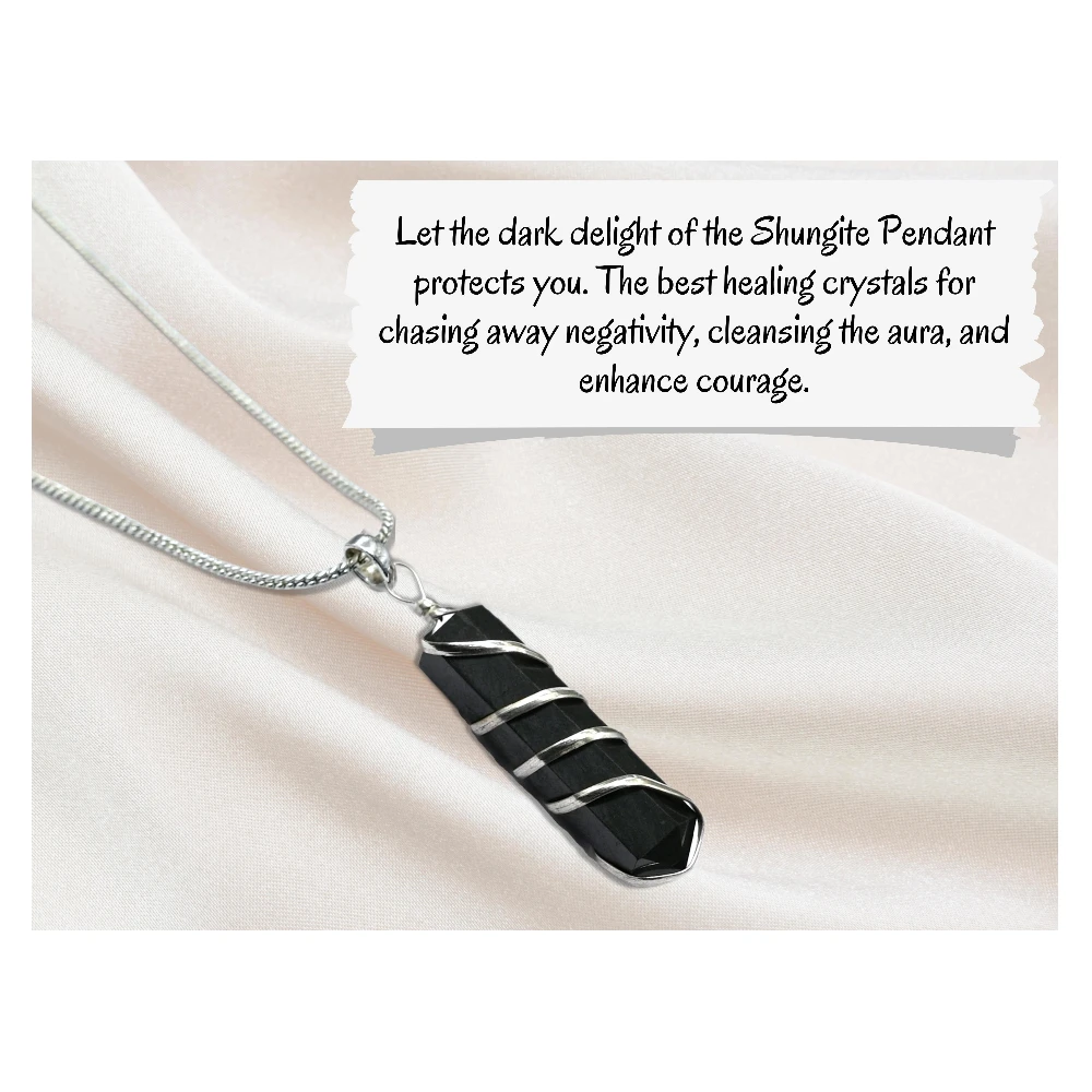 Shungite Necklace - Spiral Pencil
