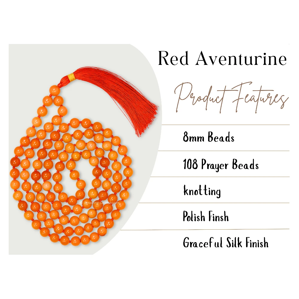 Red Aventurine Mala (Hand Knotted)