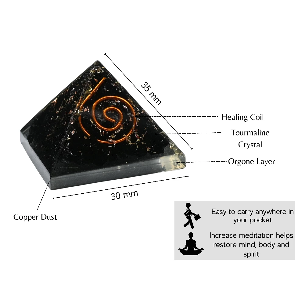 Black Tourmaline Orgone Pyramid - Mini