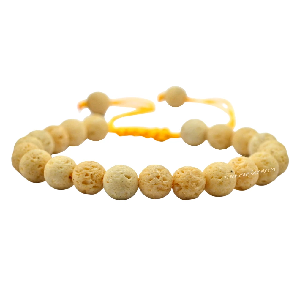 Cream Lava Stone Bracelet (Adjustable)