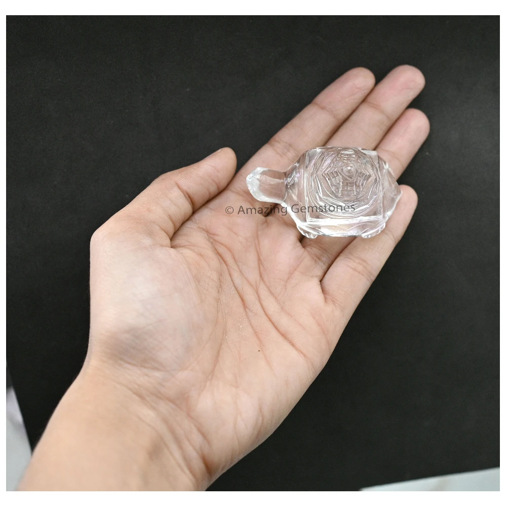 Clear Quartz Shree Yantra with Tortoise (30-50 Gram)
