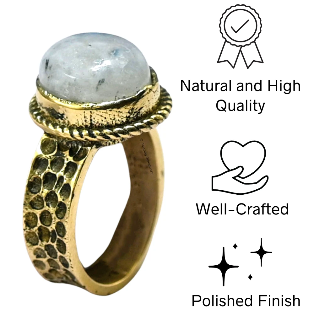 Rainbow Moonstone Crystal Ring (Gold)