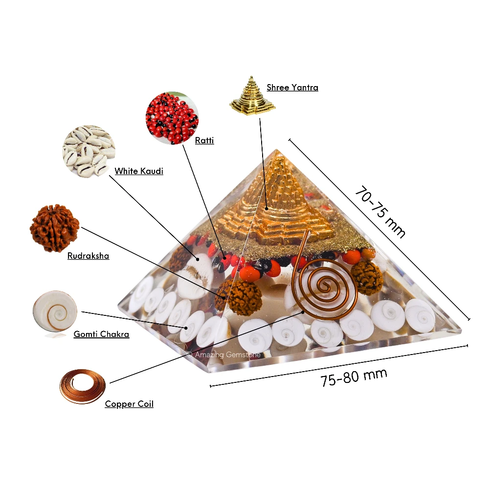 Laxmi Wealth Pyramid - Shree Yantra, Gomati Chakra, Rudraksha, Kodi (Regular)