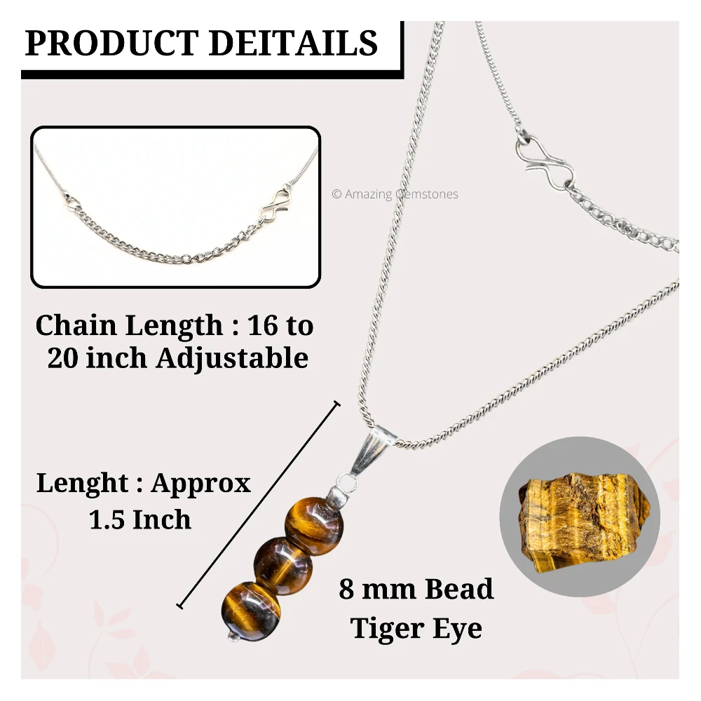 Tiger Eye Bead Pendant (Silver)