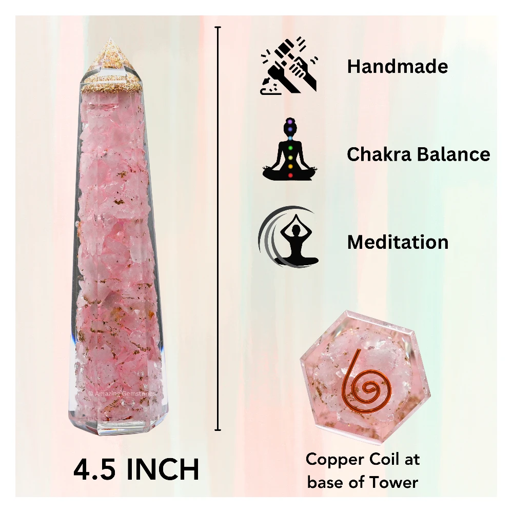 Rose Quartz Orgone Tower (4.5 Inch)