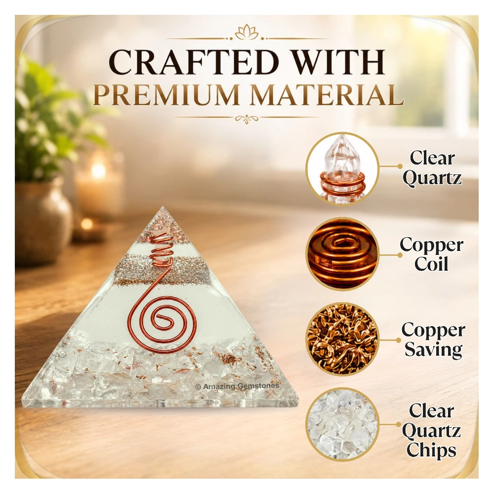 Clear Quartz Orgone Pyramid - Glow in Dark
