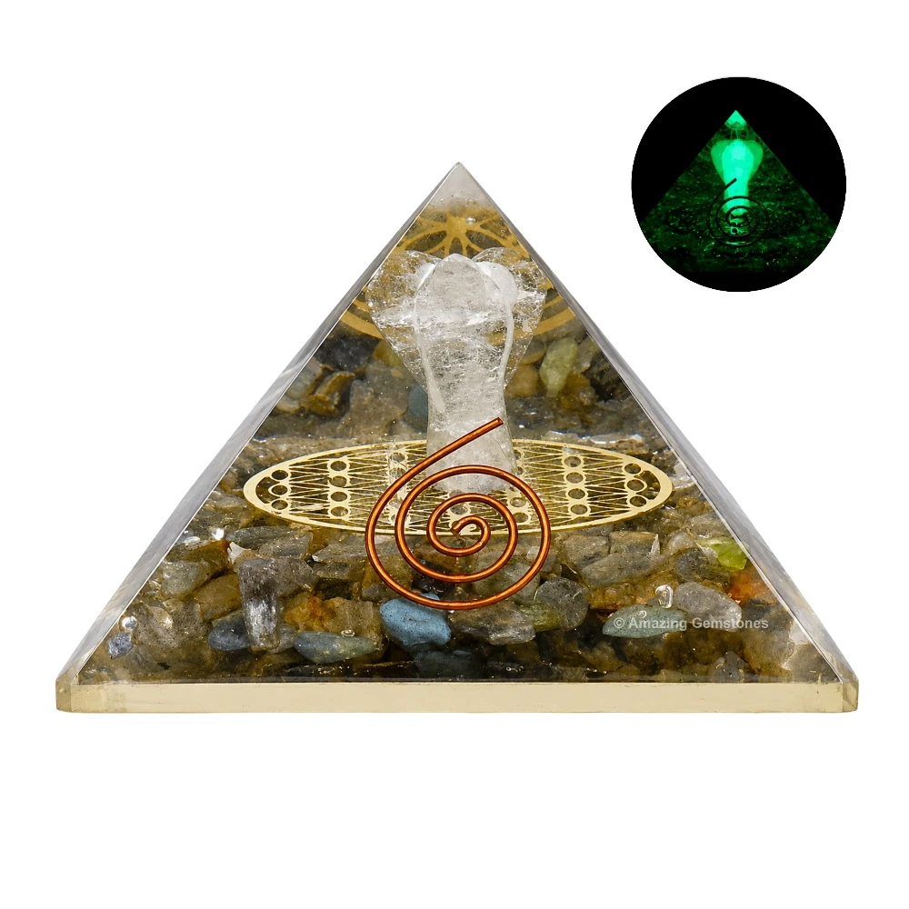 Labradorite Orgone Pyramid - Angel Glow in Dark