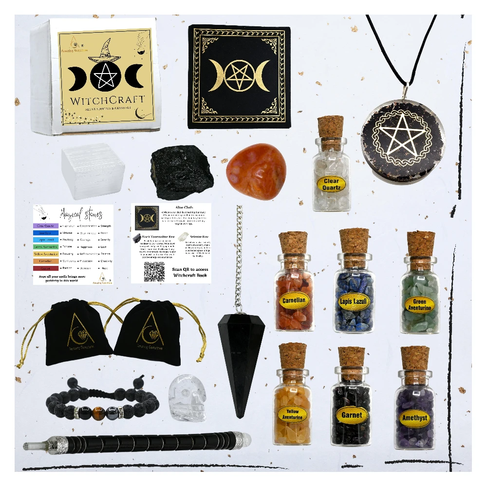 Spell Jars Kit for Witchcraft Supplies  - Premium Set of 17