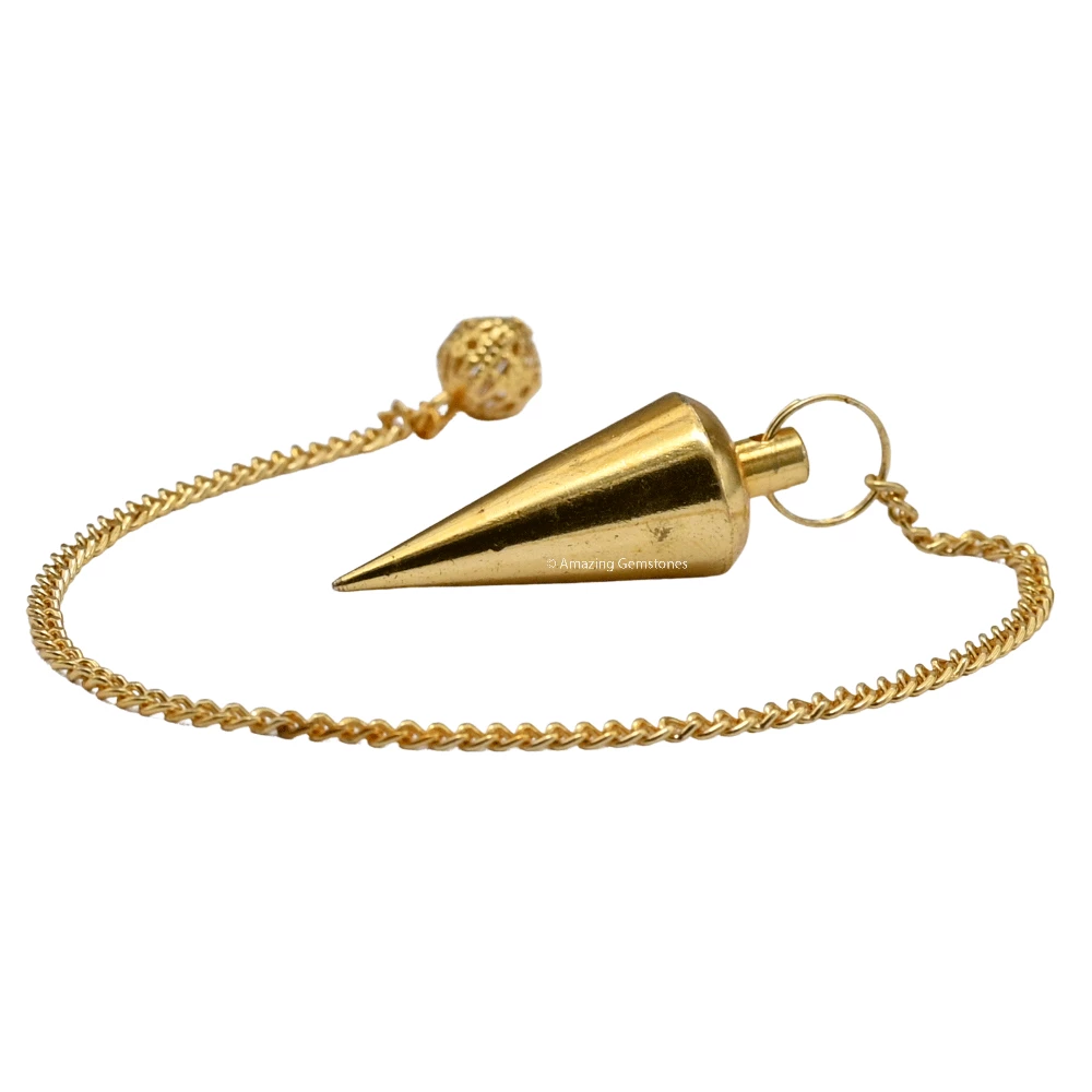 Copper Metal Pendulum - Gold Cone Long Point (MP72)