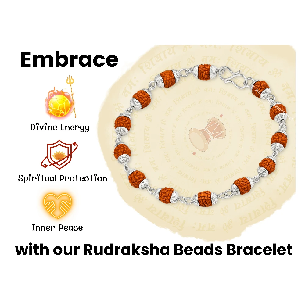6mm Rudraksha Bracelet (Silver Chain)