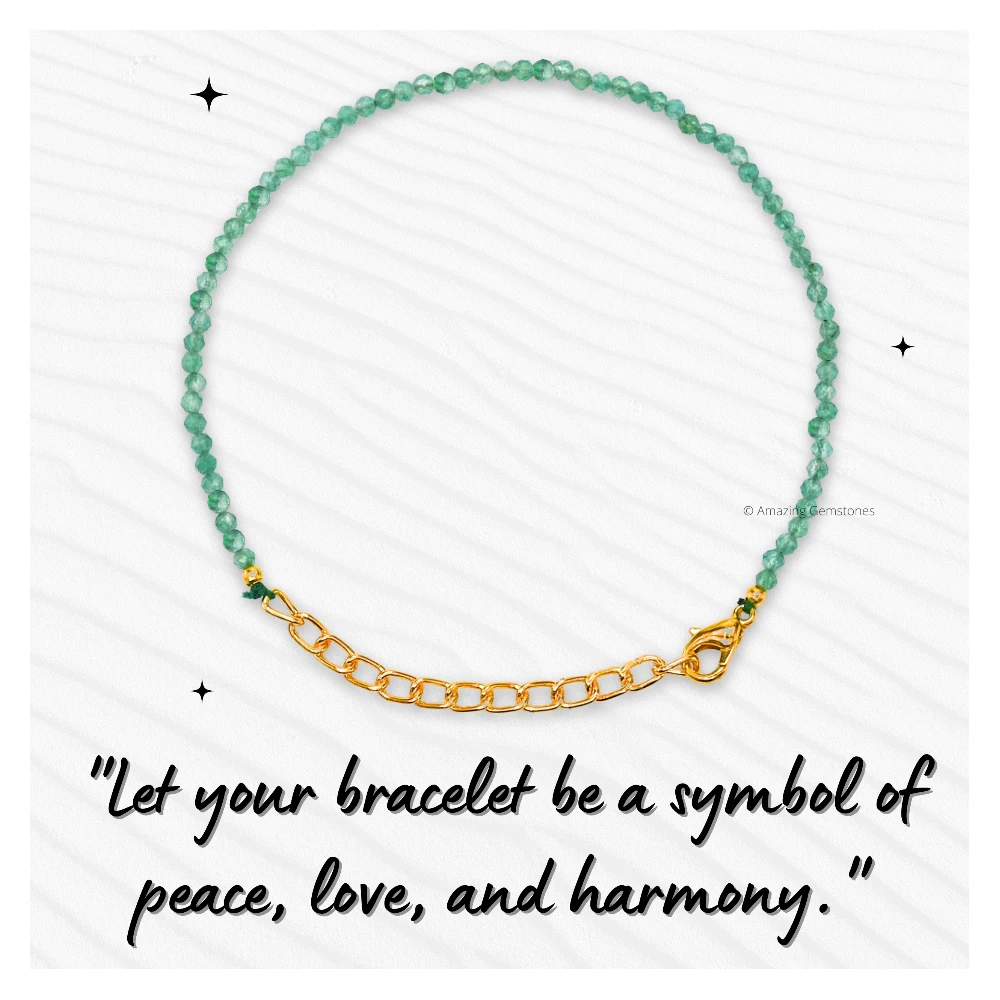 Green Onyx Crystal Bracelet - 2mm Faceted Bead (Gold)
