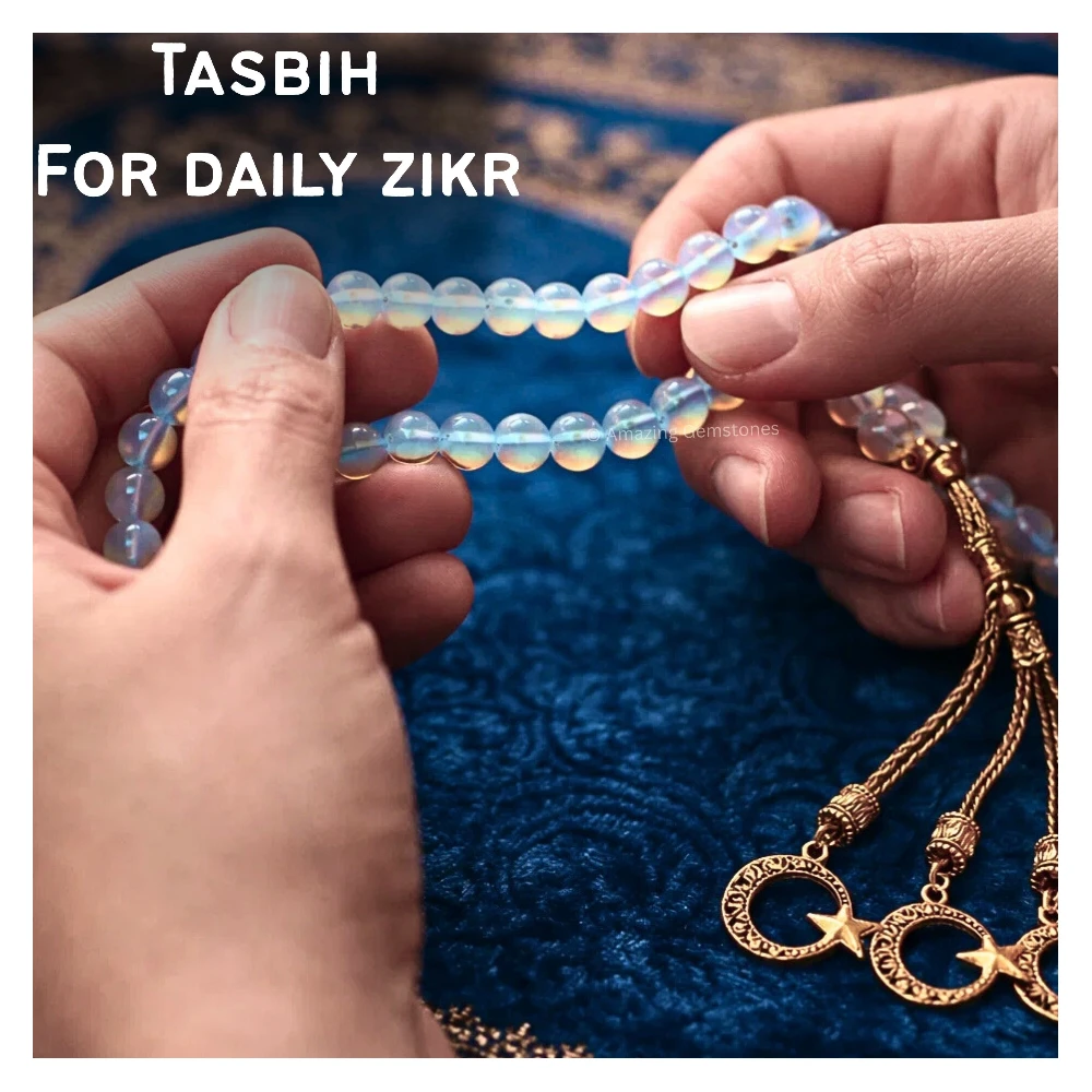 Opalite Tasbeeh Sibha Prayer Beads (Gold)