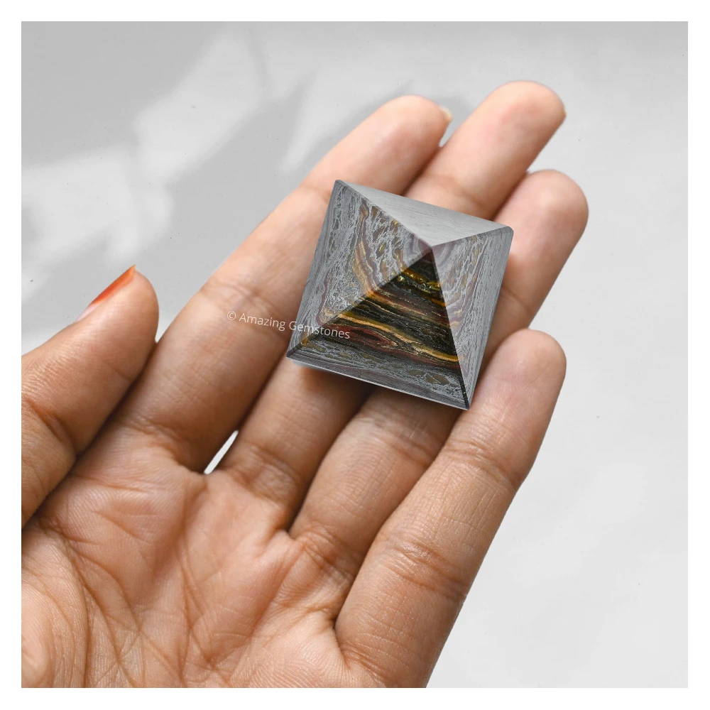 Iron Tiger Eye Pyramid (1 Inch)