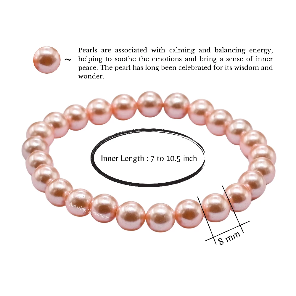 Peach Pearl Bracelet (Strechable)