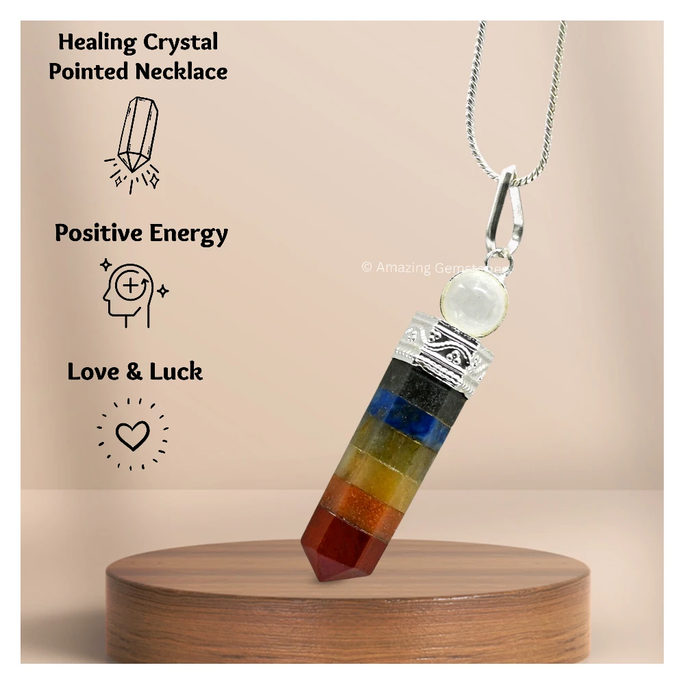 Chakra with Quartz Necklace - Pencil Point (Silver)