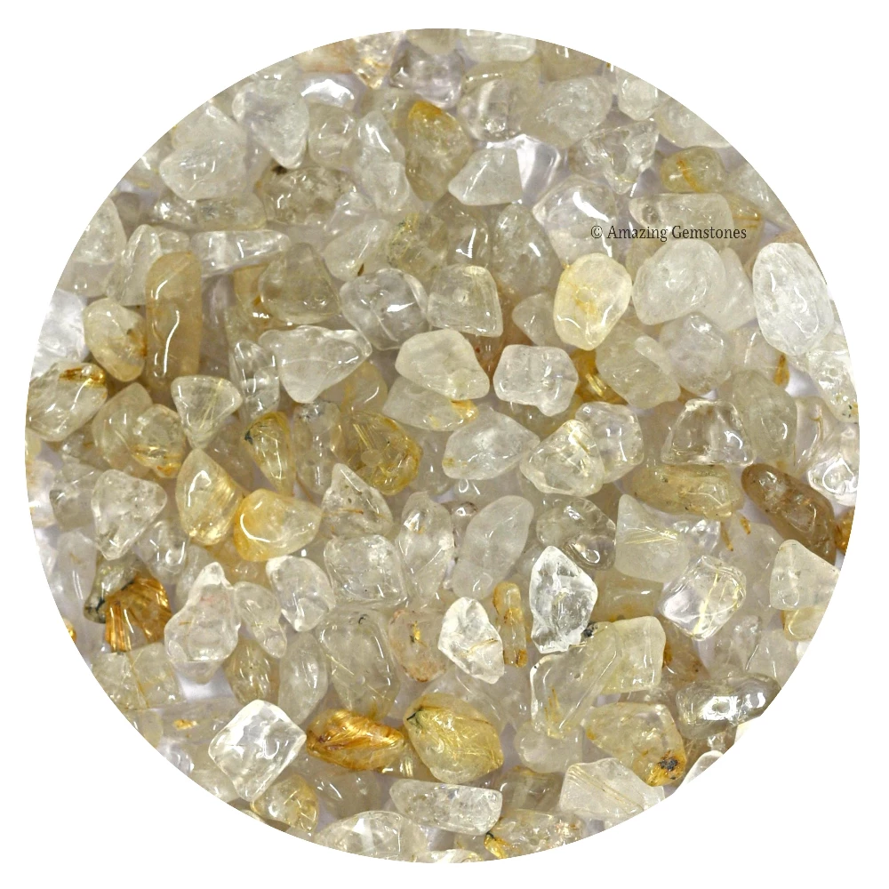 Golden Rutilated Quartz Chips - Pre Drilled