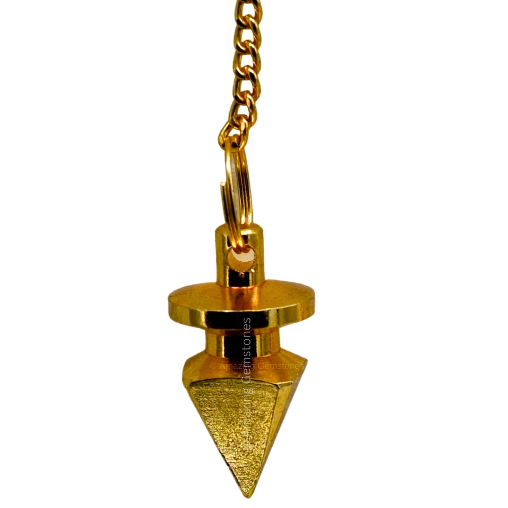 Copper Metal Pendulum - Gold Pyramid with Ring Plate (MP25)