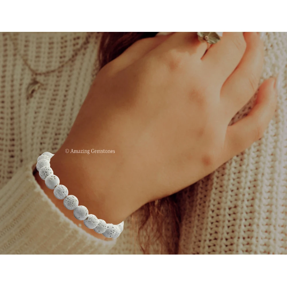 White Lava Stone Bracelet (Adjustable)