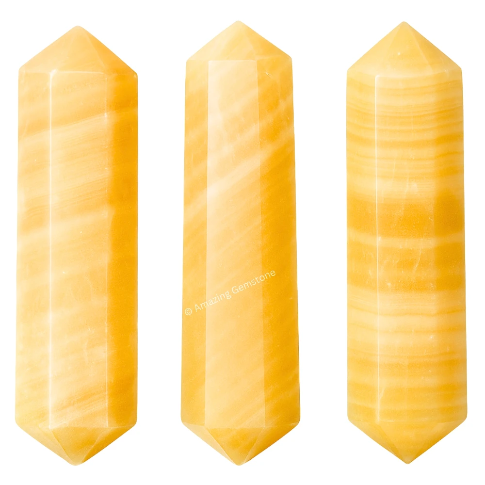 Yellow Calcite Pencil Points (Double Terminated) (Set of 3)