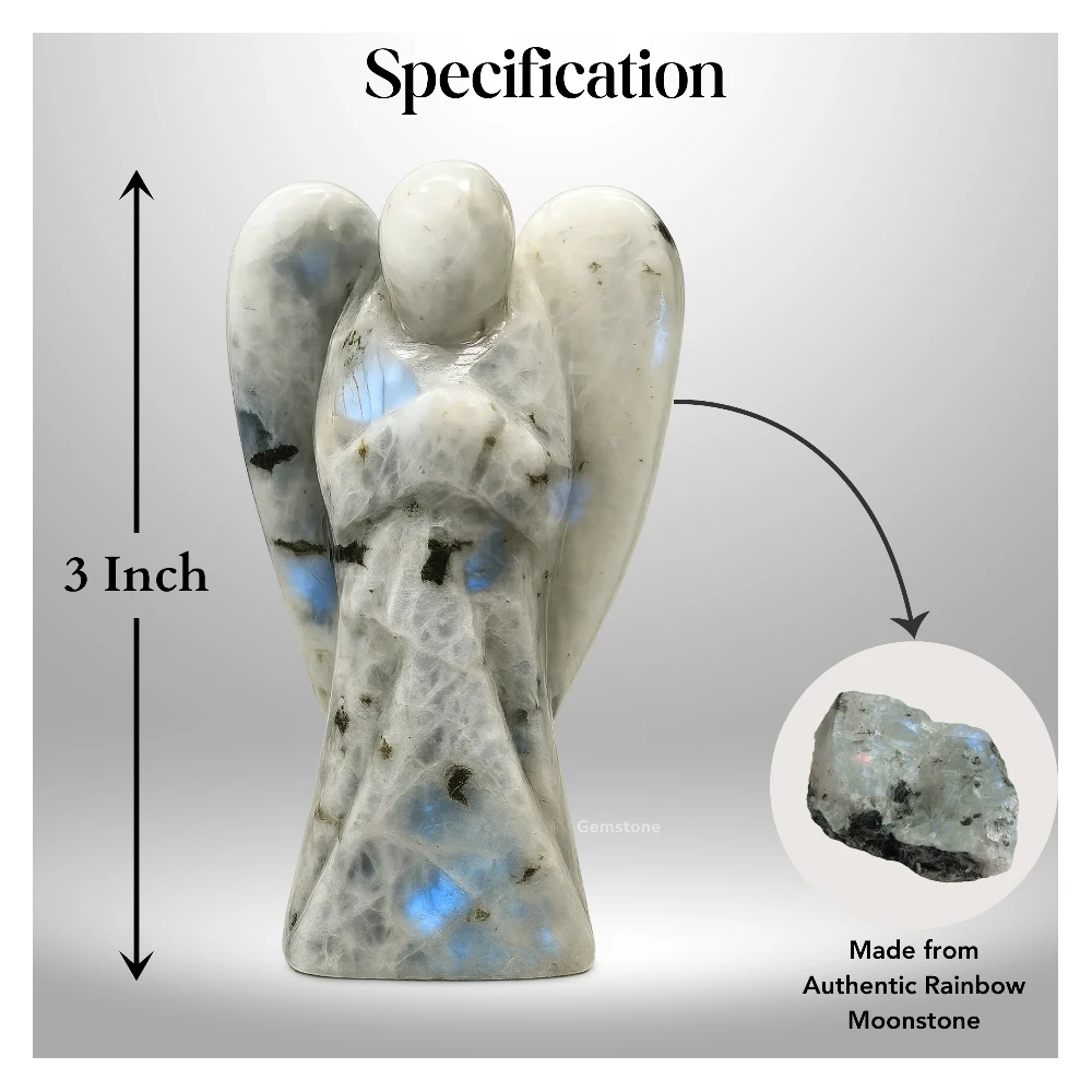 Rainbow Moonstone Angel Figurine (3 Inch)