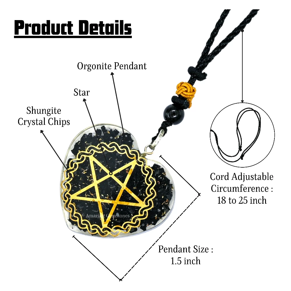 Shungite Necklace - Star (Heart)