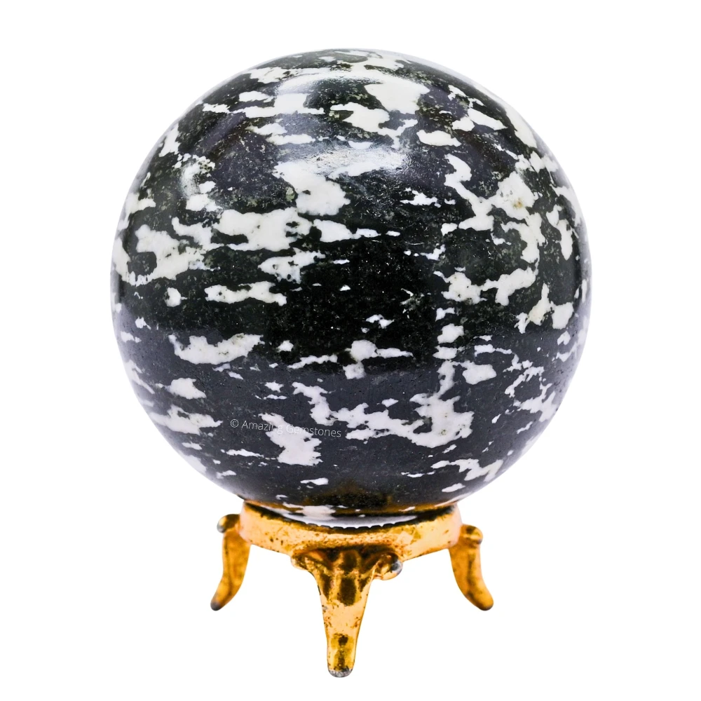Large White and Black Tourmaline Sphere (2.5 Inch)
