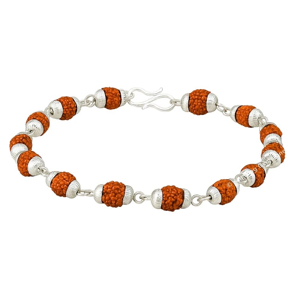 6mm Rudraksha Bracelet (Silver Chain)