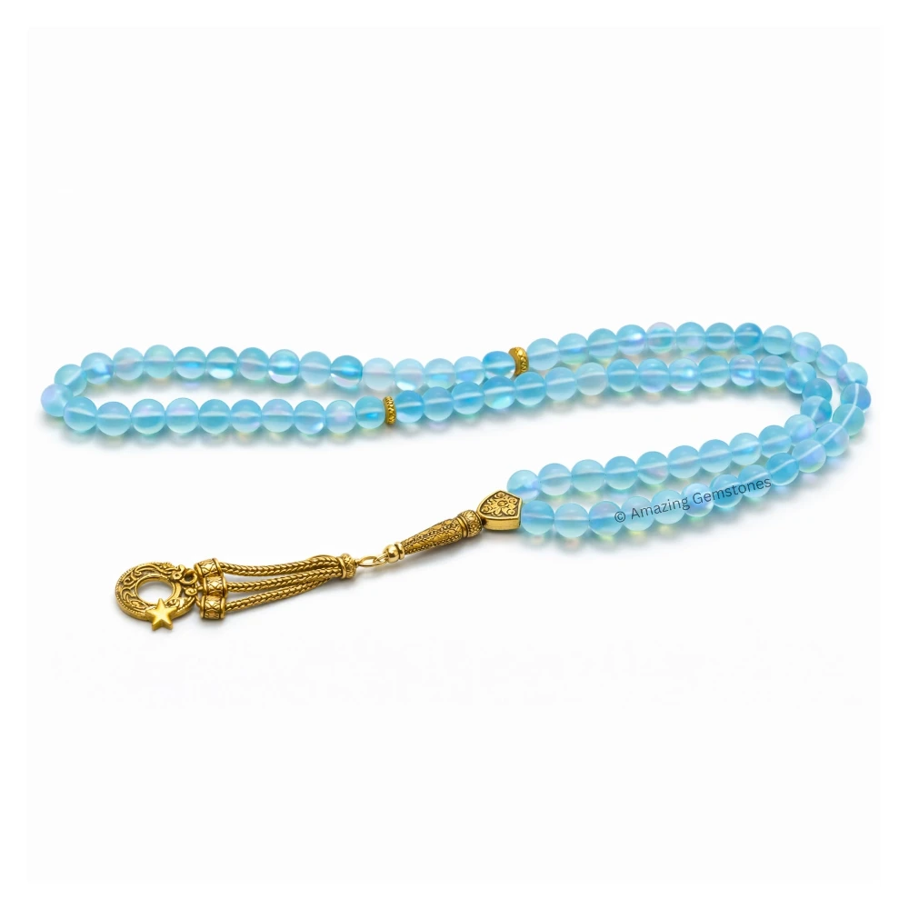 Blue Mermaid Tasbeeh Sibha Prayer Beads (Gold)