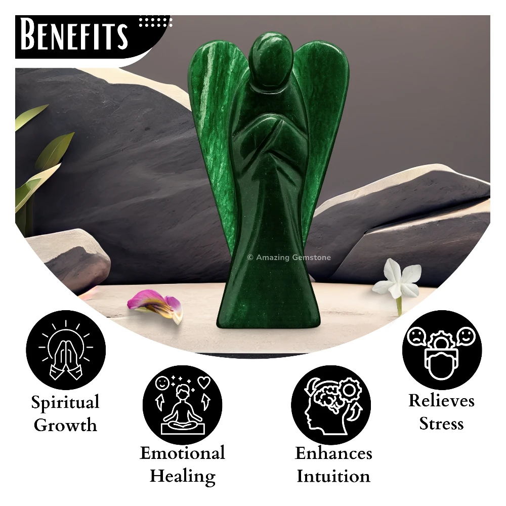 Green Aventurine Angel Figurine (3 Inch)