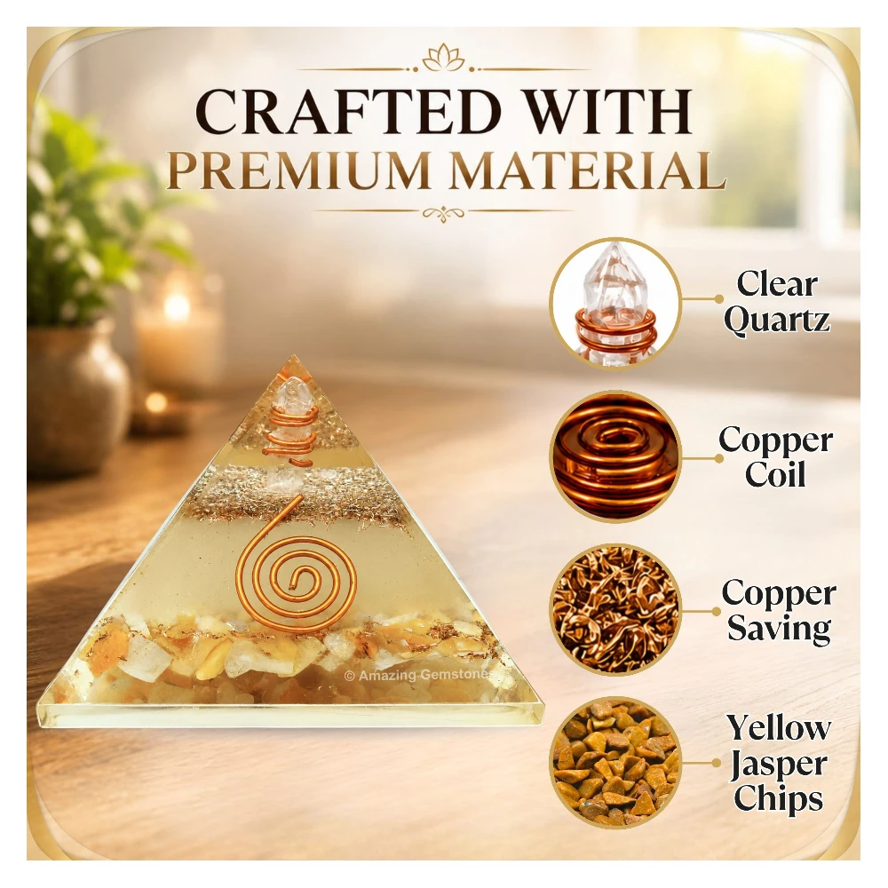 Yellow Jasper Orgone Pyramid - Glow in Dark