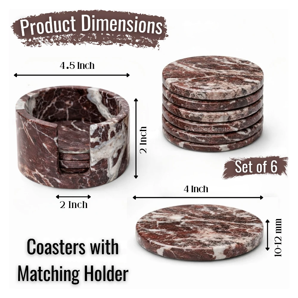Red Zebra Onyx Coasters (Set of 6)