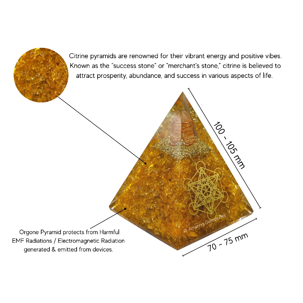 Citrine Orgone Pyramid - 70 mm