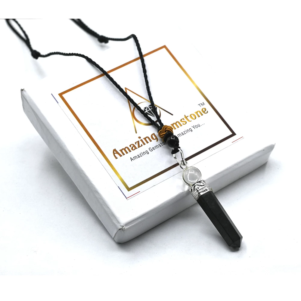 Shungite Necklace - Cap Pencil with Quartz