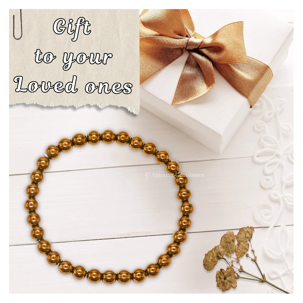 Copper Hematite Healing Crystal Bracelets - 6mm Beads