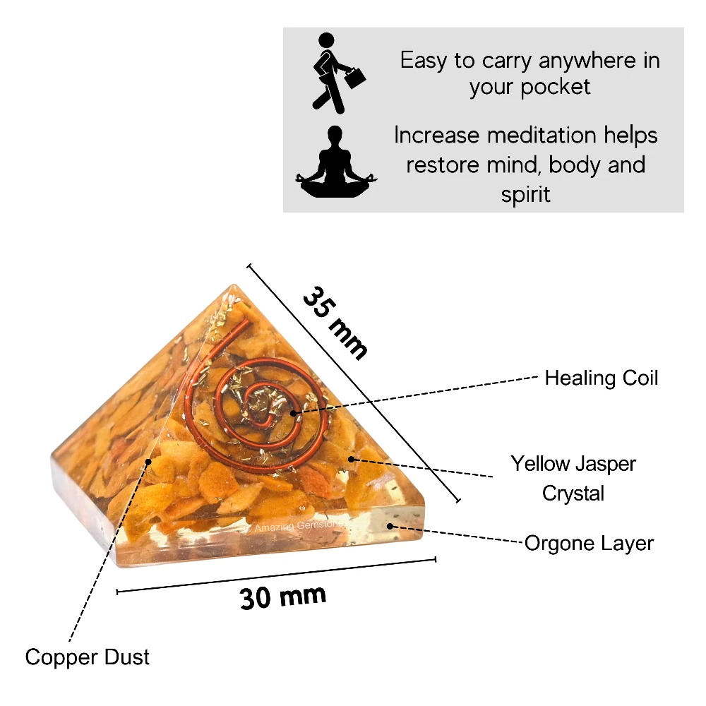 Yellow Jasper Orgone Pyramid - Mini