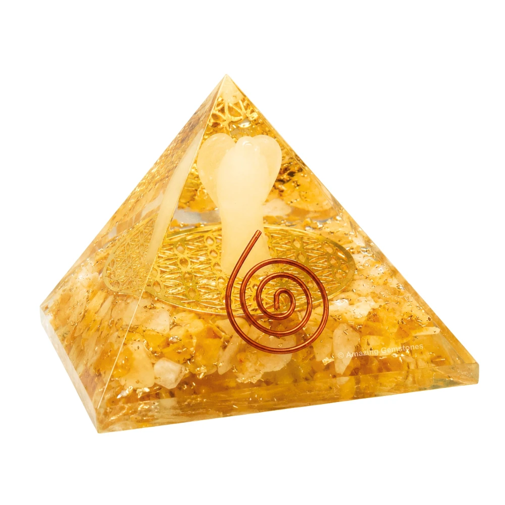 Yellow Aventurine Orgone Pyramid - Angel Glow in Dark