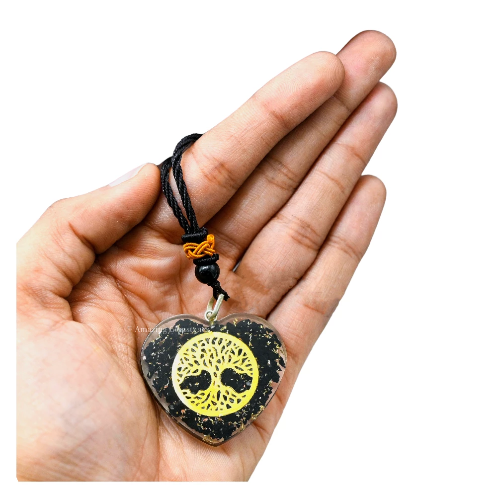 Shungite Necklace - Tree of Life (Heart)