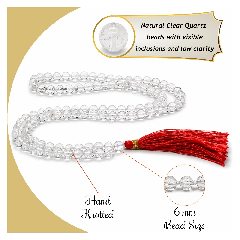 Sphatik Mala - B Grade 6mm Beads (Hand Knotted)