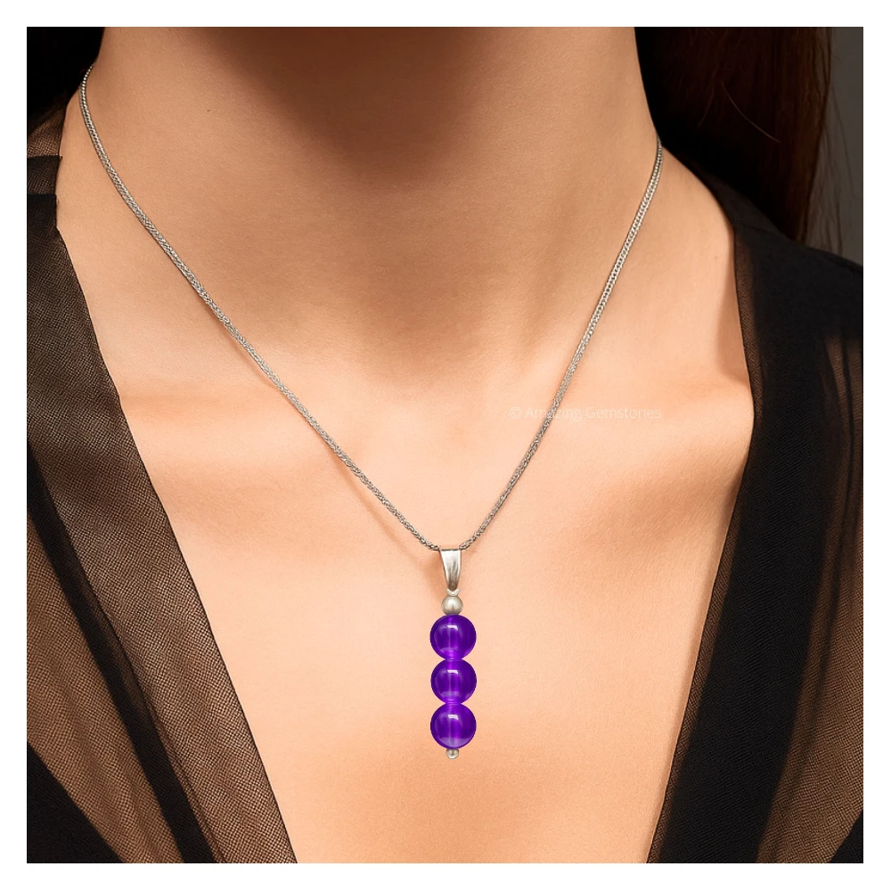 Amethyst Bead Pendant (Silver)