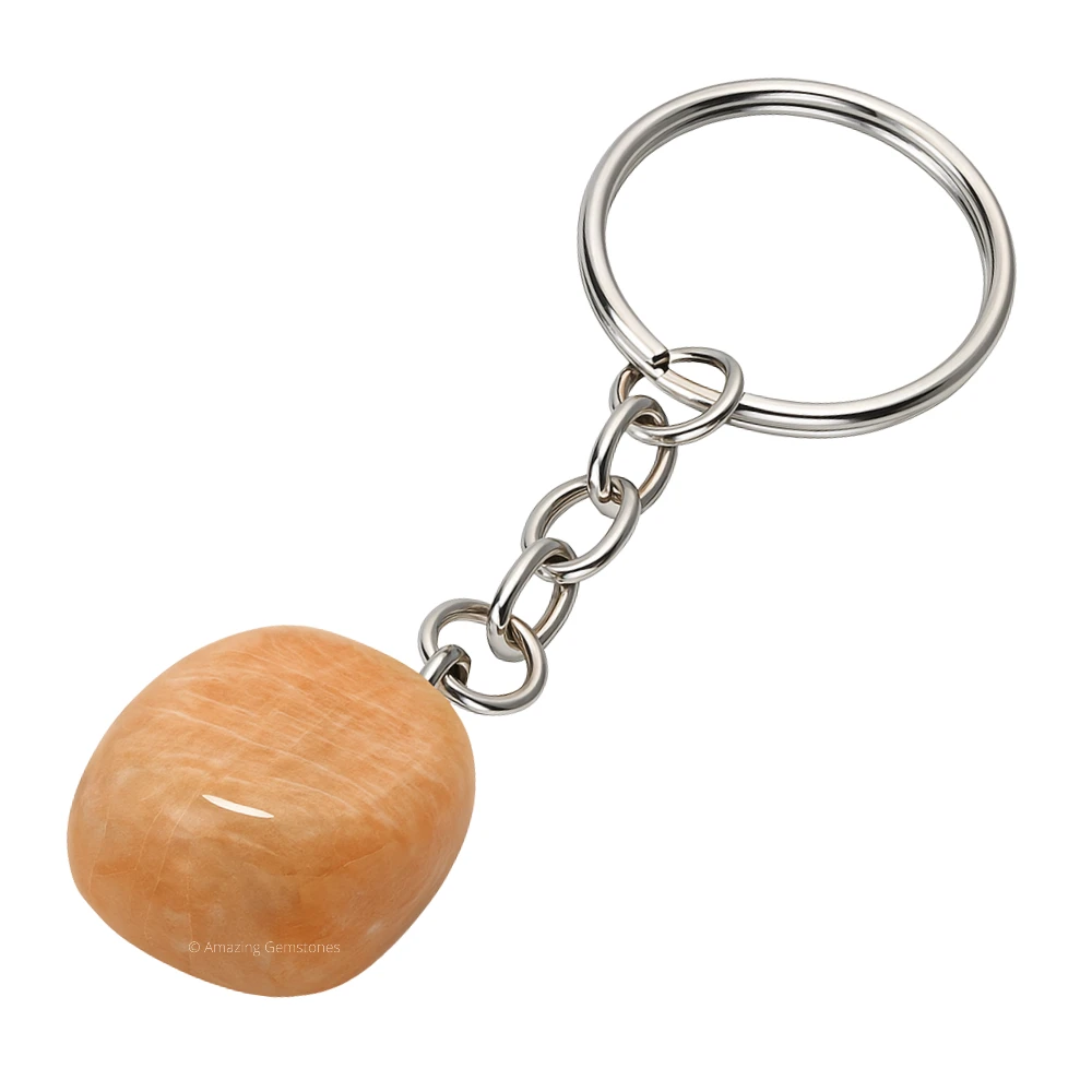 Cream Moonstone Keychain Keys Holder (Tumble)
