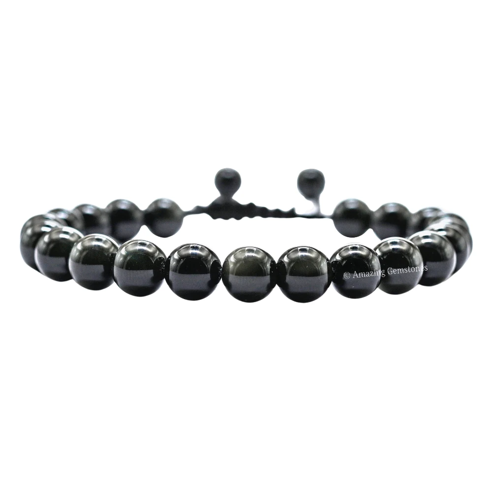 Silver Sheen Obsidian Bracelet (Adjustable)