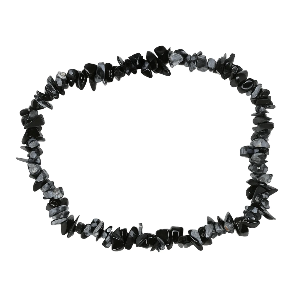 Snowflake Obsidian Chips Bracelet